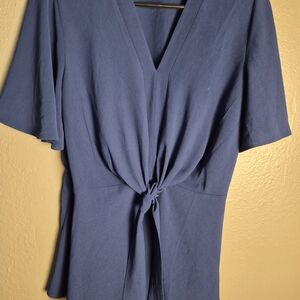 Grace Karin Navy Blue Blouse with Knot Detail